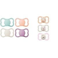 MAM Air Pacifiers for Sensitive Skin, Breastfed Babies, Glows in The Dark, Girl, 6-16 Months, 7 Count