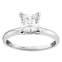 Jewels By Lux 14K White Gold Womens Princess Diamond Solitaire Bridal Wedding Engagement Ring 1/4 Cttw In 4 Prong Setting with natural princess shape white diamond