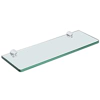 SAYAYO Floating Glass Shelves for Bathroom, 15 x 5 Inch Chrome Tempered Glass Shelf for Wall 1 Pack, Clear