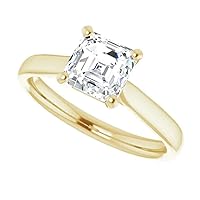 925 Silver, 10K/14K/18K Solid Gold Moissanite Engagement Ring,1.0 CT Asscher Cut Handmade Solitaire Ring, Diamond Wedding Ring for Women/Her Anniversary Ring, Birthday Gifts,VVS1 Colorless Rings