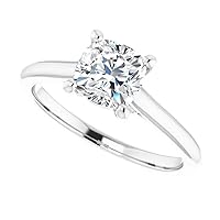 925 Silver,10K/14K/18K Solid White Gold Handmade Engagement Ring 1.5 CT Cushion Cut Moissanite Diamond Solitaire Wedding/Gorgeous Gift for Women/Her Bridal Ring