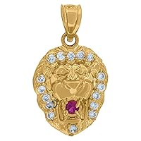 10k Yellow Gold Mens White Pink CZ Cubic Zirconia Simulated Diamond Zodiac Sign Leo Lion Head Charm Pendant Necklace Jewelry Gifts for Men