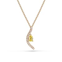 18K Yellow/White/Rose Gold Crescent Pave Pendant Necklace With 0.72 TCW Natural Diamond (Pear Shape, Yellow Color, VS-SI2 Clarity) Dainty Necklace, Necklaces For Women, Gift For Her, Fine Jewelry