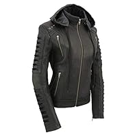 Milwaukee Leather Women's Premium Leather Casual Fashion Jackets with Hoodie SFL