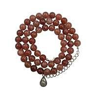 Hand_Crafted Natural Strawberry Quartz Stone Round Beaded Necklace,Quartz Beads Necklace For Men & Women,18 Inches Round Bead Necklace,8 MM Round Beads YO-NECK-12119