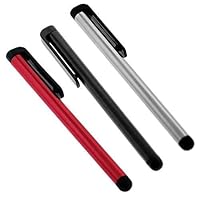 Tek Styz Premium Stylus for LG G Pad 5 10.1 with Custom Capacitive Touch 3 Pack! (Black Silver RED)