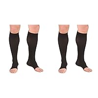 Truform 30-40 mmHg Compression Stockings for Men and Women, Knee High Length, Open Toe, Black, Small (Pack of 2)