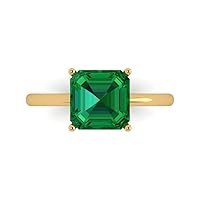 Clara Pucci 2.6 ct Asscher Cut Solitaire Simulated Emerald Classic Anniversary Promise Engagement ring Solid 18K Yellow Gold for Women