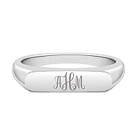 925 Sterling Silver Polished Engravable Bar Ring For Young Girls and Teens Sizes 4-7 - Personalized Rings For Teenage Girls - Beautifully Polished Rings For Young Girls Birthday Gifts