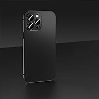 JAZIEL Magnetic Metal Phone Case for iPhone 12 13 14 Pro Max Plus Electroplated Aluminum Body Cover with Lens Film Protection,Black,for iPhone 14 Promax