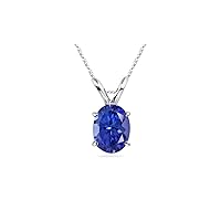 1.00-1.52 Cts of 8x6 mm AAA Oval Tanzanite Solitaire Pendant in 18K White Gold