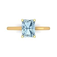 Clara Pucci 2.1 ct Brilliant Emerald Cut Solitaire Sky Blue Topaz Classic Anniversary Promise Engagement ring 18K Yellow Gold for Women