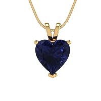 Clara Pucci 2.05 ct Heart Cut Designer Genuine Blue Sapphire Solitaire Pendant Necklace With 16