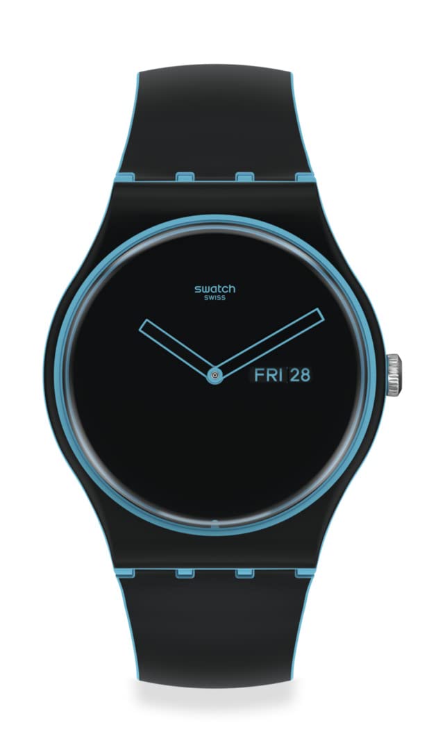 Swatch New Gent BIO-SOURCED Quartz Silicone Strap, Blue, 18 Casual Watch (Model: SO29S701), Black