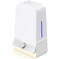 Humidifiers for Bedroom Large Room Home, Cool Mist Humidifiers 6L for Baby and Plants, 20-60 Hours of Run Time, 26dB Quiet Ultrasonic, 360° Nozzle, Night Light, Auto Shut-Off and Easy to Clean (White)