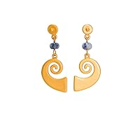 Pre-Columbian Muisca Spiral Earrings Handmade in Colombia Handcrafted Jewelry | 24k Gold Plated Drop Earrings Colombian Gold Museum Museum Replica Pre-Hispanic Jewelry