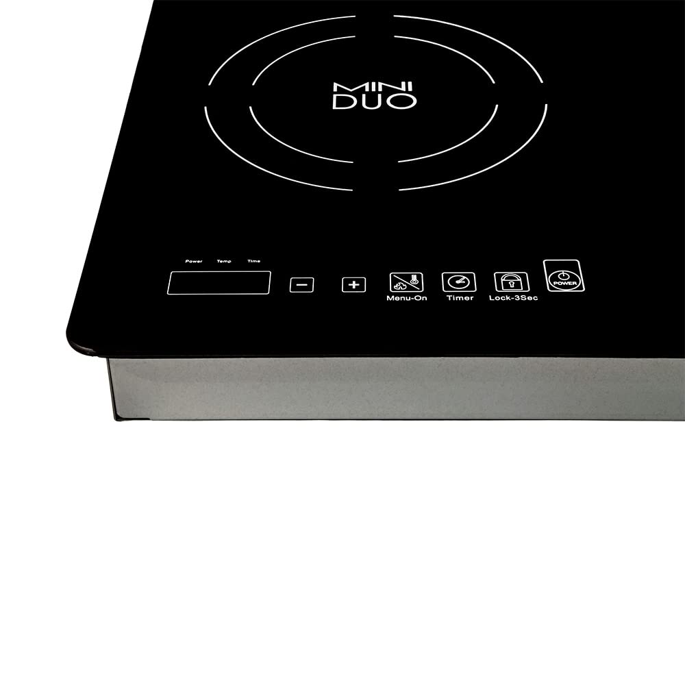 True Induction MD-2B Mini Duo Portable Counter Inset Double Burner Induction Cooktop, 120V, Black