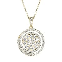 The Diamond Deal 18kt White Gold Womens Necklace Round Swirl VS Diamond Pendant 1.4 Cttw (16 in, 2 in ext.)