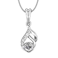ERAA Jewel 1 CT Round Colorless Moissanite Engagement Pendant, Wedding Bridal Pendant, Eternity Sterling Silver Solid Diamond Solitaire -Prong Anniversary Promise Gifts for Her