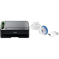 Foodsaver V4400 2-in-1 Vacuum Sealer Machine with Automatic Bag Detection and Starter Kit |Black and Silver & Regular Sealer and Accessory Hose Wide-Mouth Jar Kit, 9.00 x 6.00 x 4.90 Inches, White