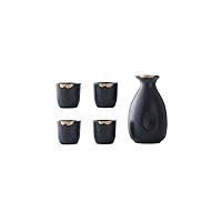 Japanese Sake Set Sake Cup Set Traditional Outline in Gold Design Porcelain Pottery Ceramic Wine Glasses #01