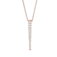 1/4 Cttw Diamond Tapered Linear Bar Necklace in 14k White Gold Finish Sterling Silver (0.25 Cttw, J-I3) Diamond Vertical Pendant Necklace