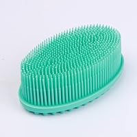 Soft Silicone Scrub Tub Shower Exfoliating Skin Suitable for Adult Bath Shampoo Head Massage Brush Supplies Silicone Brush (Green)