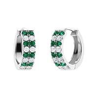 925 Starling Silver Emerald Round 2.00mm Hoop Earrings For Woman's