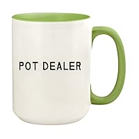 Pot Dealer - 15oz Ceramic Colored Handle and Inside Coffee Mug Cup, Light Green