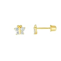 14k Gold Yellow Finish 4.8x5.6mm Polished Post Butterfly Angel Wings Earrings With Screw Off Clasp Jewelry for Women