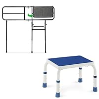 GreenChief Folding Bed Assist Rail for Elderly Adults - Fall Prevention Bed Cane with Adjustable Height Metal Step Stool for Adults Elderly, Bedside Stool Small Foot Stool