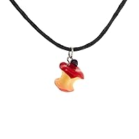 Eaten Apple Necklace. Good Presents for Vegetarians. Red Bitten Apple Shaped Statement Necklace with Charm. Best Gifts for Vegans Birthday.