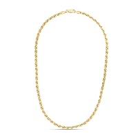 925 Sterling Silver 14k Yellow Gold Plated 4.4mm Diamond cut Rope Chain Necklace With Lobster Clasp Jewelry for Women - Length Options: 20 22 24
