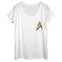 Fifth Sun Star Trek: The Original Series Science Badge Women's Short Sleeve Tee Shirt, White, XX-Large