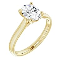 925 Silver, 10K/14K/18K Solid Gold Moissanite Engagement Ring,1.0 CT Oval Cut Handmade Solitaire Ring, Diamond Wedding Ring for Women/Her Anniversary Ring, Birthday Ring,VVS1 Colorless Gifts