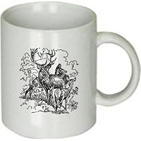 Wild Red Deer in Woods White Ceramic Coffee Cup [Kitchen]