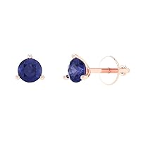 0.5 ct Brilliant Round Cut Studs Simulated Tanzanite 14k Rose Gold Designer Earrings Screw back