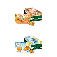 Dole Fruit Bowls Mandarin Oranges, 4oz 24 Cups & Wiggles Orange Fruit Juice Gels, 4.3oz 24 Total Cups, Bulk Lunch Snacks for Kids & Adults