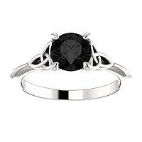 Classic Engagement Ring Modern 1 CT Round Black Diamond Ring Solitaire Black Onyx Annivarsary Ring 925 Sterling Silver Wedding Ring Promise Gifts