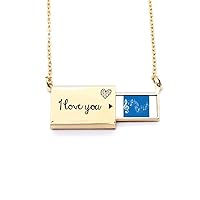 Movg 5-le Staff Blue Art Deco Fashion Letter Envelope Necklace Pendant Jewelry