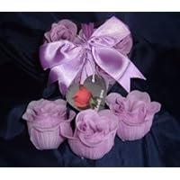 IGC Scented Rose Shaped Soaps in Heart Box - Lavender (Set of 12) with Satin Ribbon & Thank You Card - Wedding Favors