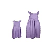 Matching Set for Mother and Kids, Multi Color Matching Set Outfit Midi Dress, Midi Summer Dresses. (Purple, 5-6 Year)