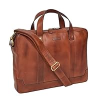 DR323 Real Soft Leather Satchel Vintage Tan Briefcase Office Bag