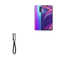 BoxWave Cable Compatible with Oppo F19 - USB Type-C Keychain Charger, Key Ring USB Type-C to Type-A 8 in USB Cable - Jet Black
