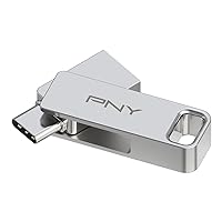 PNY 256GB DUO LINK USB 3.2 Type-C Dual Flash Drive for Android Devices and Computers - External Mobile Storage for Photos, Videos, and More - 200MB/s,Silver
