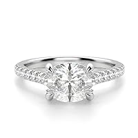 10K Solid White Gold Handmade Engagement Rings 1 CT Oval Cut Moissanite Diamond Solitaire Wedding/Bridal Ring for Woman/Her, Wedding Gift for Wife