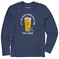 Men's Time for a Beer Long Sleeve Crusher Tee, Darkest Blue, 3XL