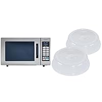 Panasonic Countertop Commercial Microwave Oven - 0.8 Cu. Ft (Stainless Steel) & Nordic Ware BPA-free and Melamine Free Plastic Splatter Microwave Cover, 10-Inch (Pack of 2), Clear