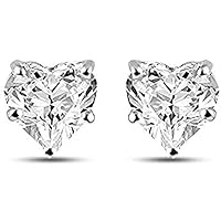 Lovely Heart Shaped CZ Diamond Classic Solitaire Elegant Prong Set Stud Earring For Women's & Girls .925 Sterling Sliver