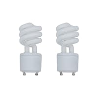 13 Watt Replacement Spiral Compact Fluorescent CFL Bulbs T2 Twist and Lock Base, Energy Saver - GU24 Base - 2-Prong Light - 120V - 3500K Neutral White - for Indoor Fixtures - 2 Pack